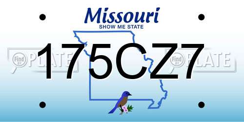 175CZ7 Missouri License Plate