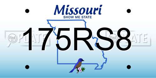 175RS8 Missouri License Plate