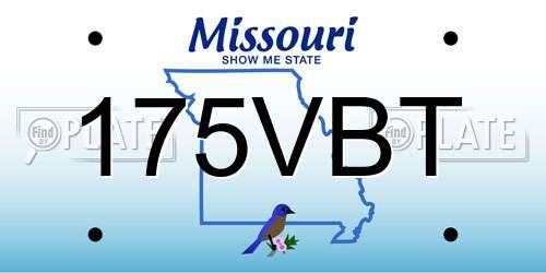 175VBT Missouri License Plate