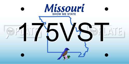 175VST Missouri License Plate
