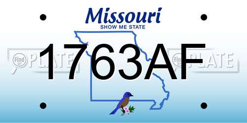 1763AF Missouri License Plate