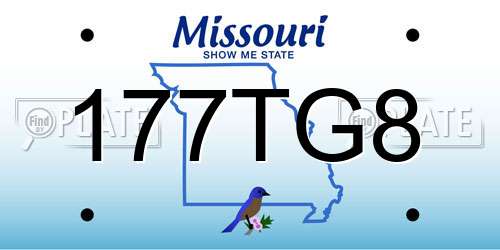 177TG8 Missouri License Plate