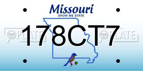 178CT7 Missouri License Plate