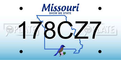 178CZ7 Missouri License Plate