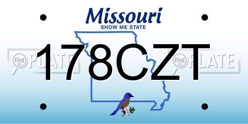 178CZT Missouri License Plate