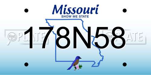 178N58 Missouri License Plate