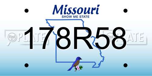 178R58 Missouri License Plate