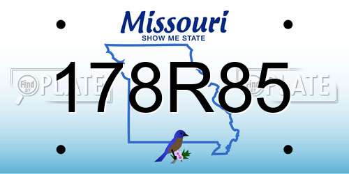 178R85 Missouri License Plate