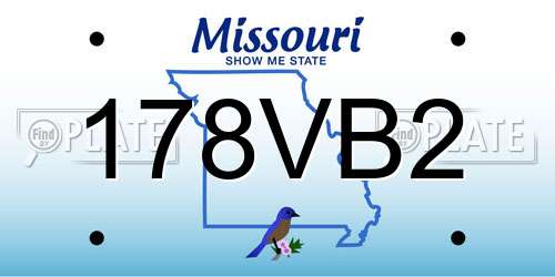 178VB2 Missouri License Plate