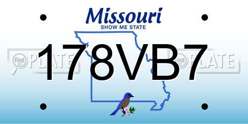 178VB7 Missouri License Plate