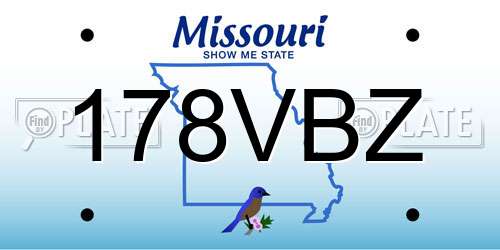 178VBZ Missouri License Plate