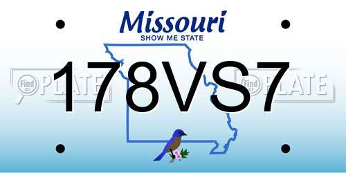 178VS7 Missouri License Plate