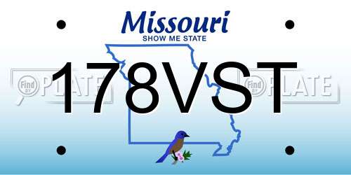 178VST Missouri License Plate