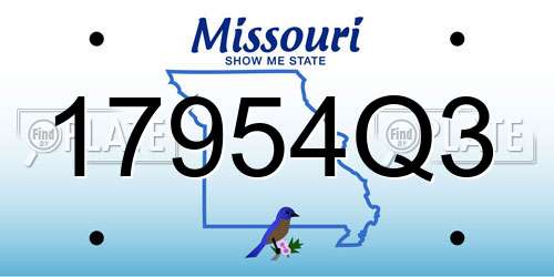 17954Q3 Missouri License Plate