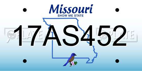 17AS452 Missouri License Plate
