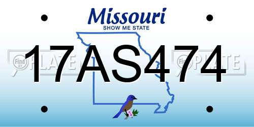 17AS474 Missouri License Plate