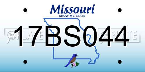 17BS044 Missouri License Plate
