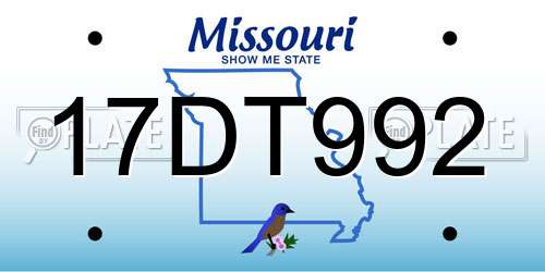 17DT992 Missouri License Plate
