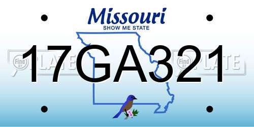 17GA321 Missouri License Plate