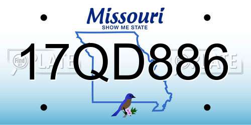 17QD886 Missouri License Plate