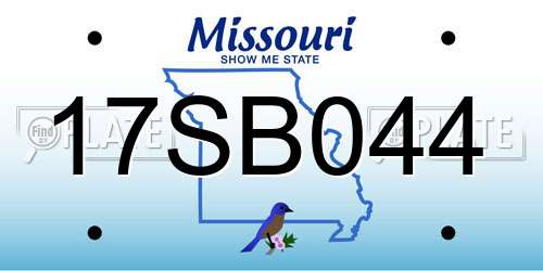 17SB044 Missouri License Plate