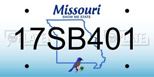 17SB401 Missouri License Plate