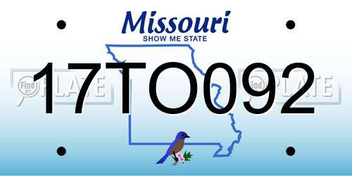 17TO092 Missouri License Plate