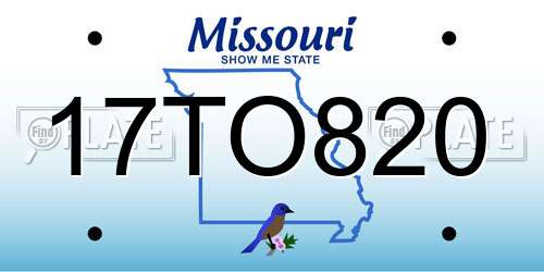 17TO820 Missouri License Plate