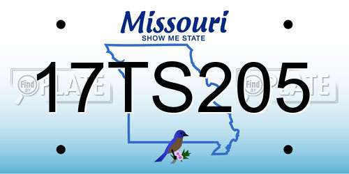 17TS205 Missouri License Plate