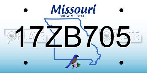 17ZB705 Missouri License Plate
