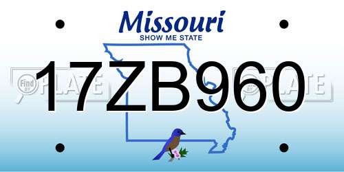 17ZB960 Missouri License Plate