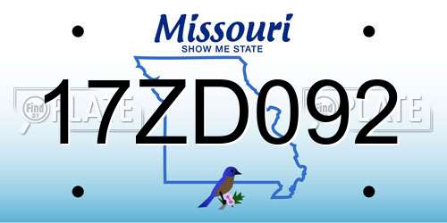 17ZD092 Missouri License Plate