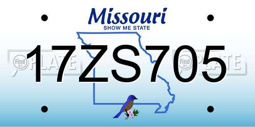 17ZS705 Missouri License Plate