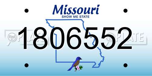 1806552 Missouri License Plate