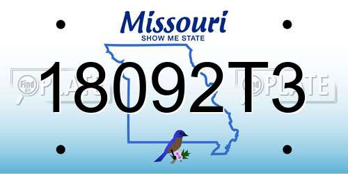 18092T3 Missouri License Plate