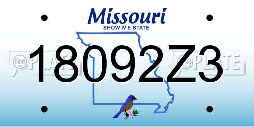 18092Z3 Missouri License Plate