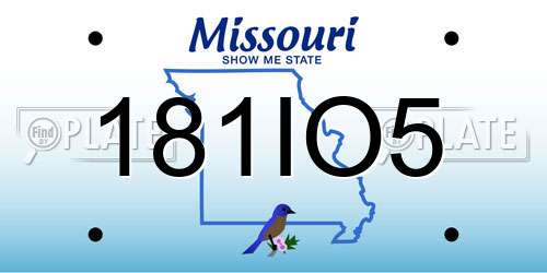 181IO5 Missouri License Plate