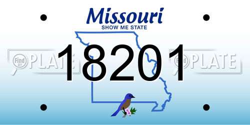 18201 Missouri License Plate