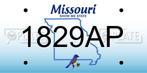 1829AP Missouri License Plate
