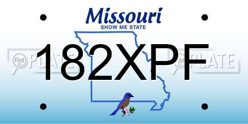 182XPF Missouri License Plate