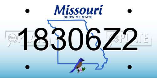18306Z2 Missouri License Plate