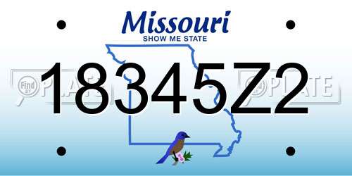 18345Z2 Missouri License Plate