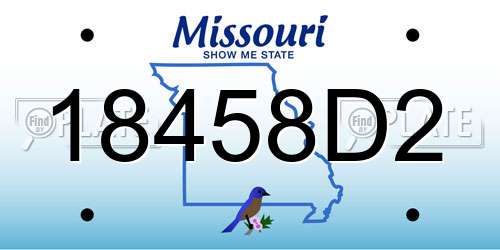 18458D2 Missouri License Plate