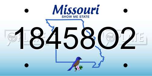 18458O2 Missouri License Plate