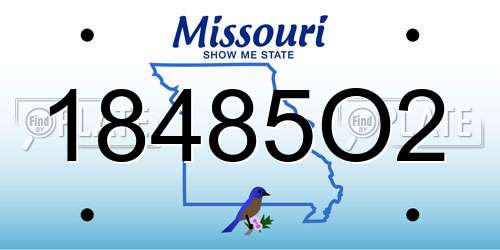 18485O2 Missouri License Plate