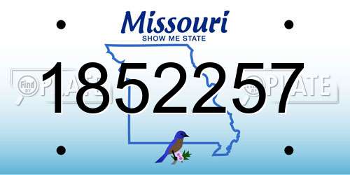 1852257 Missouri License Plate