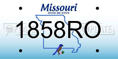 1858RO Missouri License Plate