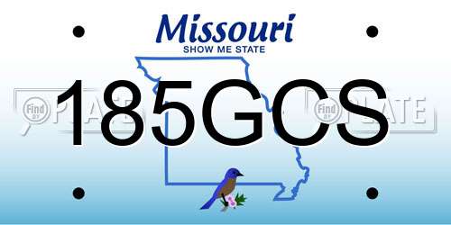 185GCS Missouri License Plate