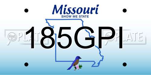 185GPI Missouri License Plate