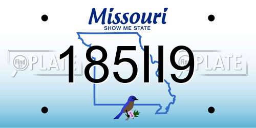 185II9 Missouri License Plate